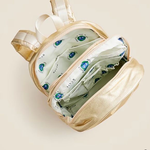State kids' Kane double pocket backpack in metallic Gold $130 - Picture 3 of 4
